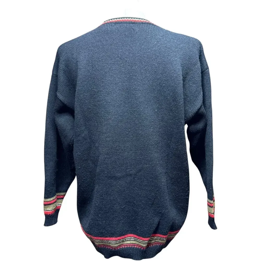 Sue Brett Collection Vintage Tassel Sweater Black Red Gold Silver Medium